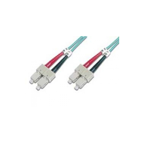 DIGITUS Professional - Patch cable - SC multi-mode (M) to SC multi-mode (M) - 2 m - fibre optic - duplex - 50 / 125 micron - OM3 - halogen-free - aqua - 0