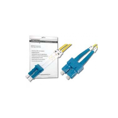 DIGITUS - Patch cable - LC single-mode (M) to SC single-mode (M) - 5 m - fibre optic - 9 / 125 micron - OS2 - booted, halogen-free - yellow - 0