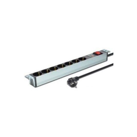 DIGITUS DN-95407 - Power strip (rack-mountable) - AC 250 V - input: power - output connectors: 7 - 1U - 19" - 2 m cord - grey - 0
