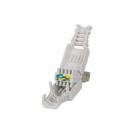 Intellinet RJ45 Modular Plug, Toolless Connector, Cat5/5e/6, 22-26 AWG solid and stranded UTP cables - Network connector - RJ-45 (M) - UTP - CAT 6 - grey - 3