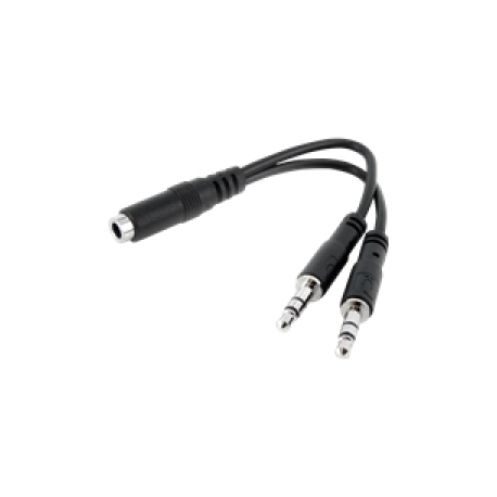 StarTech.com 3.5mm 4 Position to 2x 3 Position 3.5mm Headset Splitter Adapter - F / M - 3.5mm headset Adapter Cable (MUYHSFMM) - Headset splitter - stereo mini jack male to 4-pole mini jack female - black - for P / N: MUHSMF2M, PEXSOUND7CH - 0