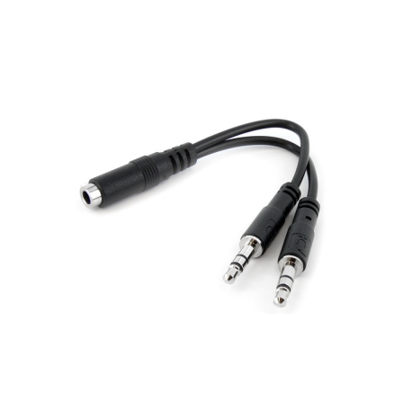 StarTech.com 3.5mm 4 Position to 2x 3 Position 3.5mm Headset Splitter Adapter - F / M - 3.5mm headset Adapter Cable (MUYHSFMM) - Headset splitter - stereo mini jack male to 4-pole mini jack female - black - for P / N: MUHSMF2M, PEXSOUND7CH - 2