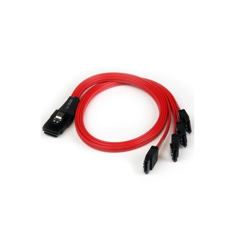 StarTech.com 50cm SFF-8087 to 4x SATA - Internal Mini SAS to SATA Reverse Cable - internal Mini SAS to SATA (SAS8087S4R50) - SATA  /  SAS cable - Serial ATA 150 / 300 / 600 - 4-Lane - SATA (R) to 36 pin 4i Mini MultiLane (P) - 50 cm - latched - red - 3