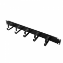LogiLink - Cable management bar - black, RAL 9005 - 1U - 19"
