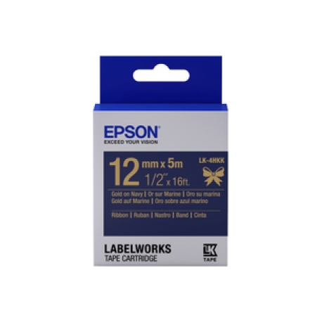 Epson LabelWorks LK-4HKK - Satin - gold on navy - Roll (1.2 cm x 5 m) 1 cassette(s) ribbon tape - for LabelWorks LW-1000, 300, 400, 600, 700, 900, K400, Z5000, Z5010, Z700, Z710, Z900 - 0