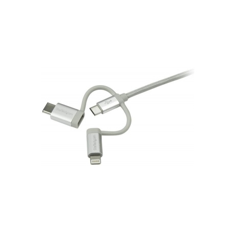 Startech LIGHTNING CABLE 1M USB-C (StarTech.com USB Lightning Kabel - USB-C Micro-B Laddekabel - 1m - geflochten - Silber - USB 