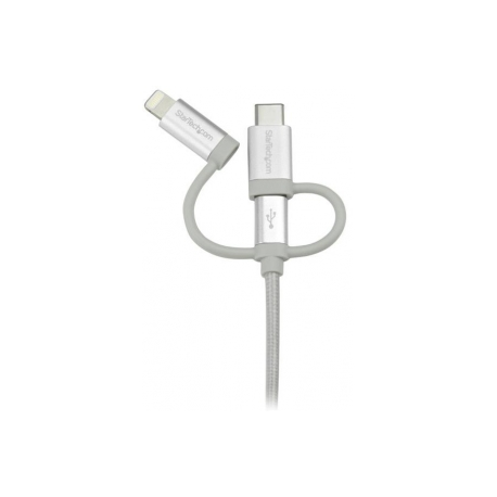 Startech LIGHTNING CABLE 1M USB-C (StarTech.com USB Lightning Kabel - USB-C Micro-B Laddekabel - 1m - geflochten - Silber - USB 