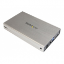 StarTech.com 3.5in Silver Aluminum USB 3.0 External SATA III SSD  /  HDD Enclosure with UASP - Portable USB 3 3.5" SATA Hard Drive Enclosure (S3510SMU33) - Storage enclosure - 3.5" - SATA 6Gb / s - USB 3.0 - silver - for P / N: SVA12M2NEUA, SVA12M5NA, USBDUP15, USBDUPE115, USBDUPE17