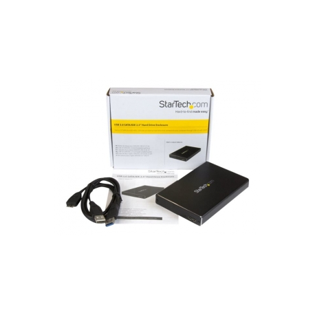 StarTech.com 2.5" IDE Hard Drive Enclosure - Supports UASP - Aluminum - IDE and SATA - USB 3.0 HDD Enclosure - External Drive (UNI251BMU33) - Storage enclosure - 2.5" - ATA-133  /  SATA 6Gb / s - USB 3.0 - black - for P / N: HB30A3A1CFB, HB30A3A1CSFS, HB30A3A1CST, HB30AM4AB, PEXUSB3S3GE, USB3VDOCK4DP - 2